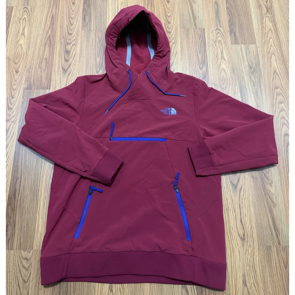 The North Face Tekno Pullover Hoodie Womens Large Rumba Red Softshell‎ Jacket